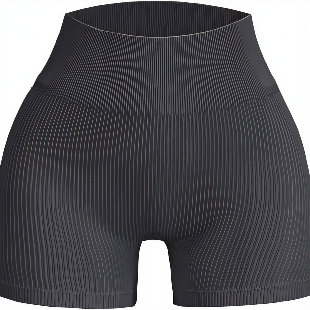 30x Women’s Ribbed High-Waist Sports Shorts – Grey, Mixed UK Sizes
