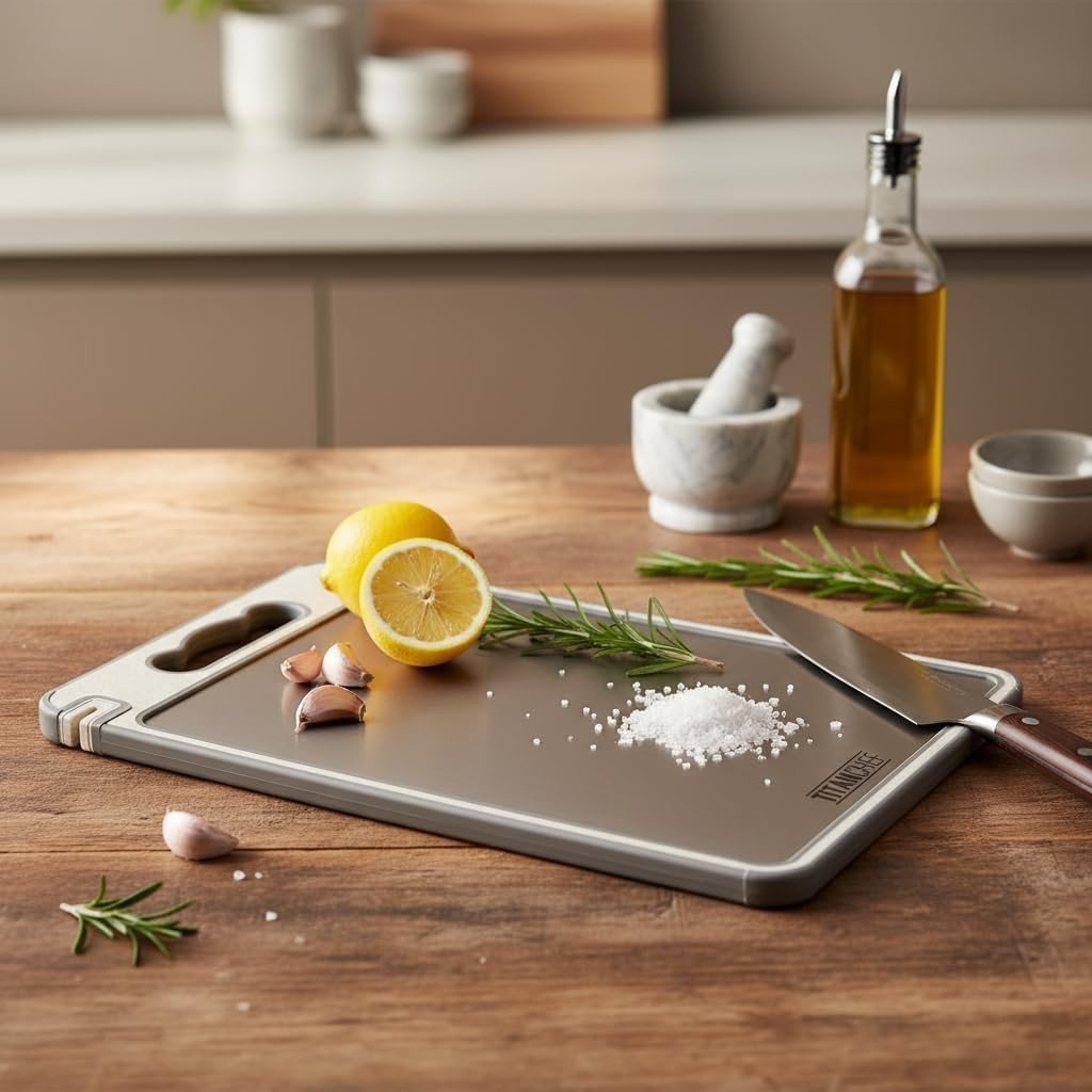 75x TitanChef Titanium-Surface Double-Sided Cutting Boards with Sharpener, Garlic Grater & Juice Groove, Boxed New — photo 3