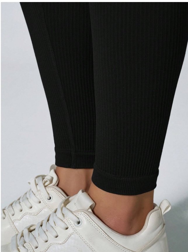 50x Black Ribbed Yoga Pants — Full Length, UK 12-14 Only, New — photo 2