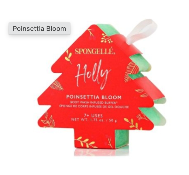 Source photograph for 360x Body wash infused sponge - Christmas tree shape - Poinsettia Bloom