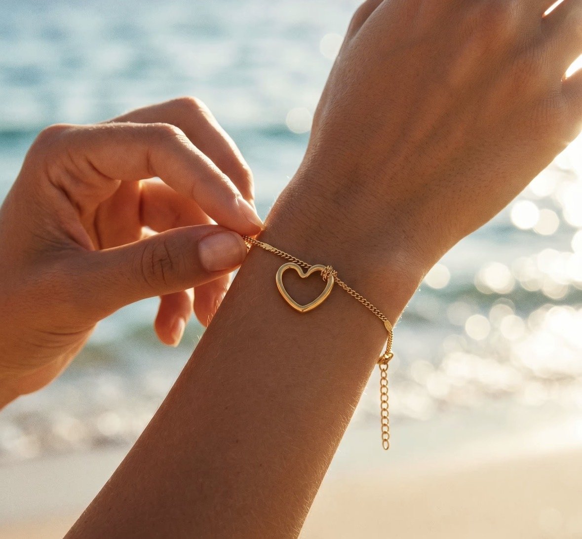 X20 High quality waterproof gold heart bracelet 23cm — photo 4
