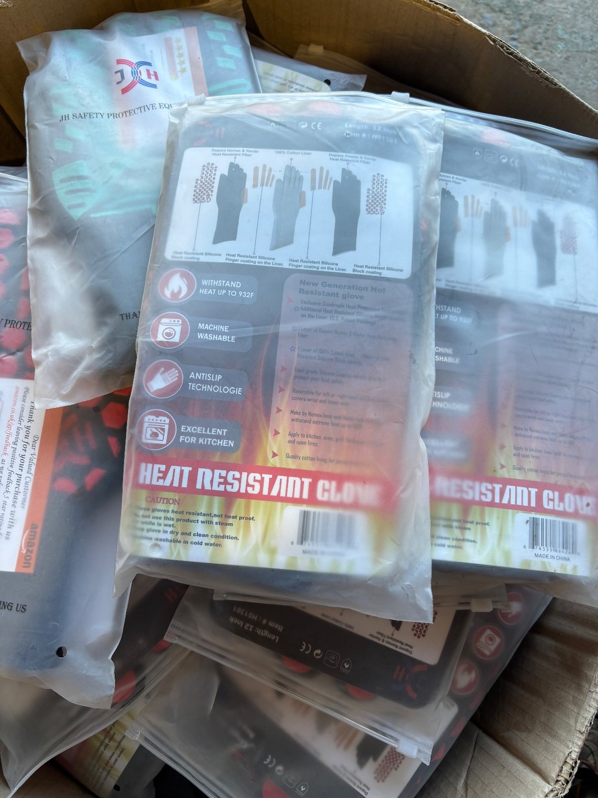 Heat Resistant Gloves 932F Silicone Kitchen BBQ 25 Pairs New Sealed
