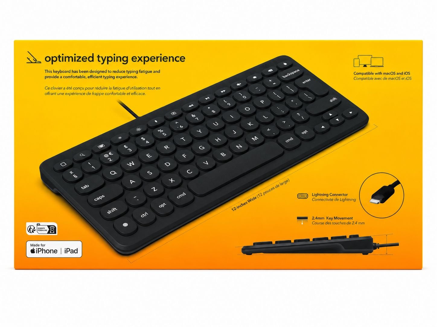 2x ZAGG Connect Keyboard 12L Lightning Wired Keyboard for iPad iPhone Mac UK Layout