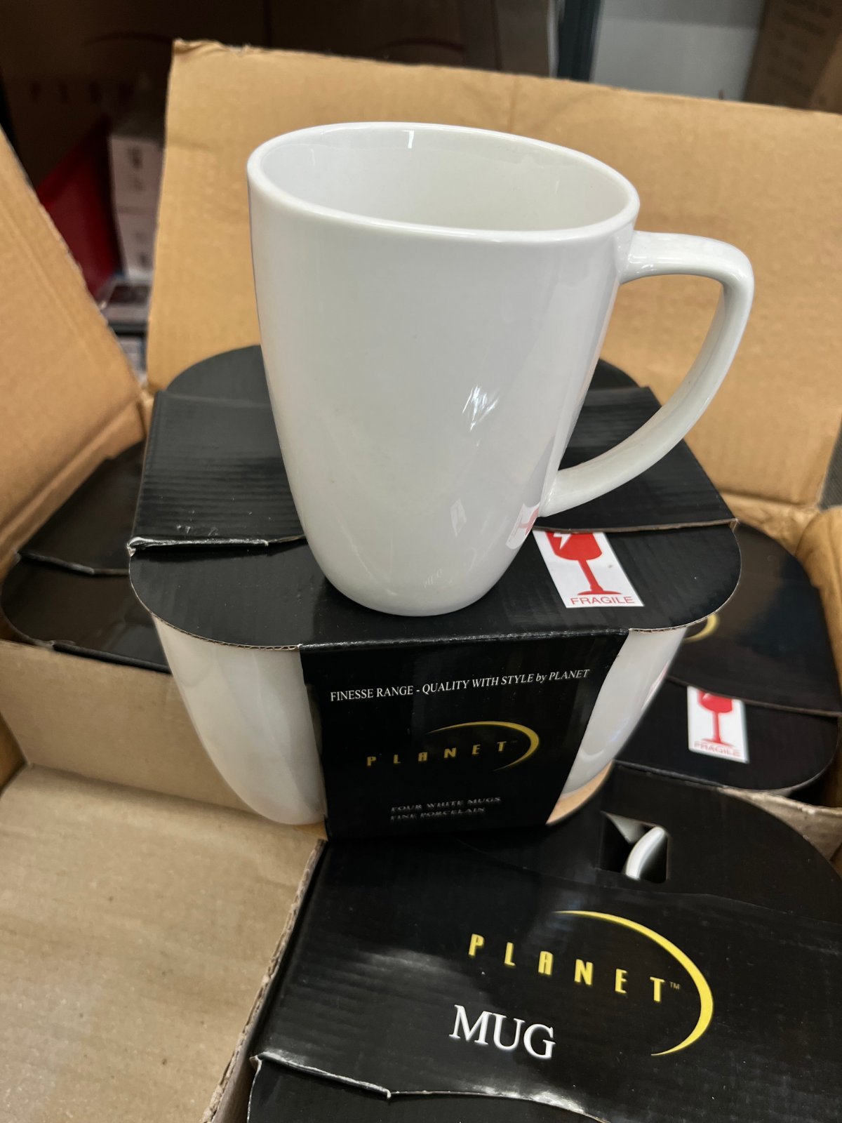 PLANET White Mug 4pc Sets – 12 Sets Per Carton – Clearance Stock- Job lots