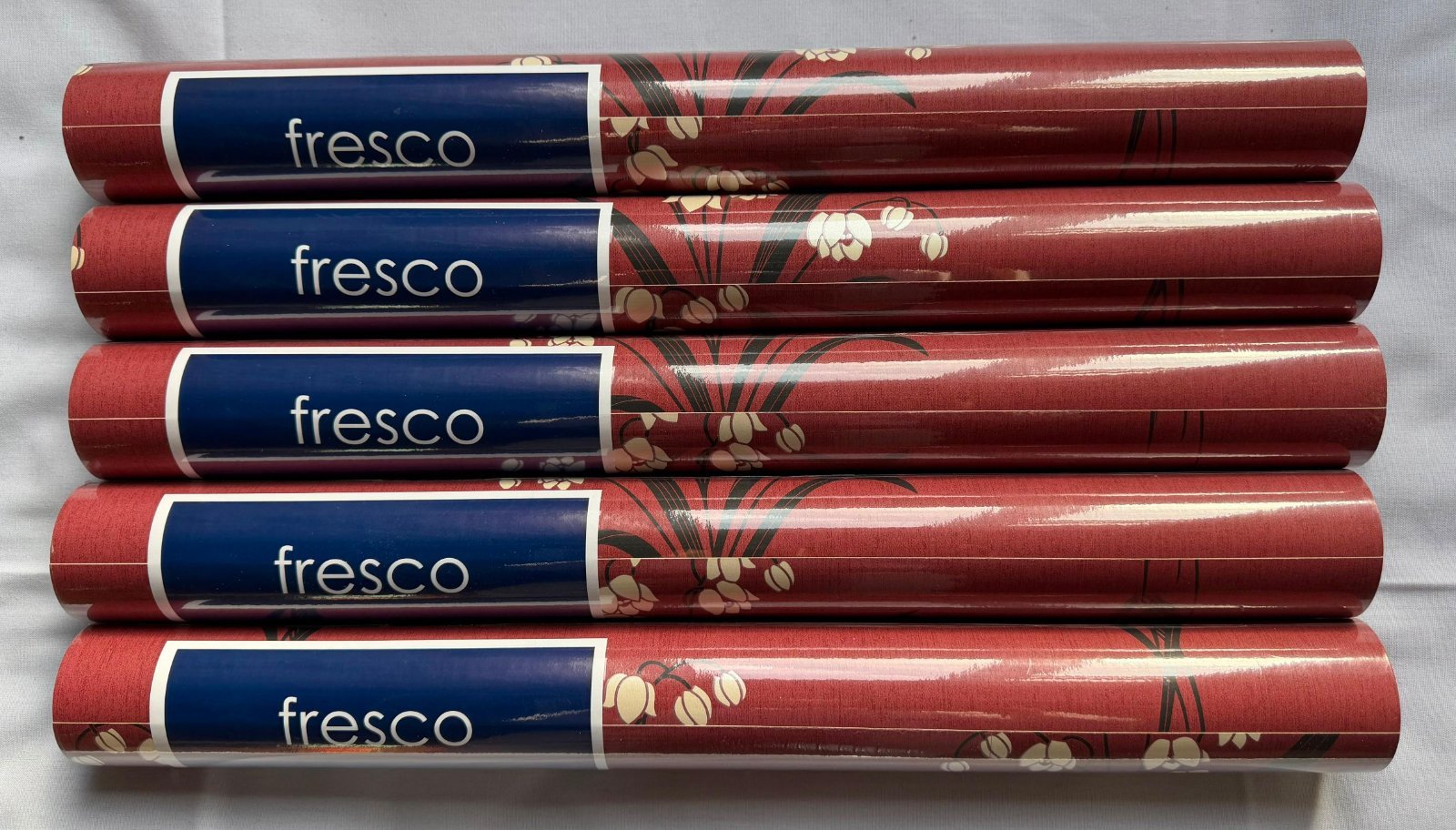 6 Rolls Fresco Valley Burgundy Vinyl Wallpaper 10m x 52cm Textured Washable — photo 2