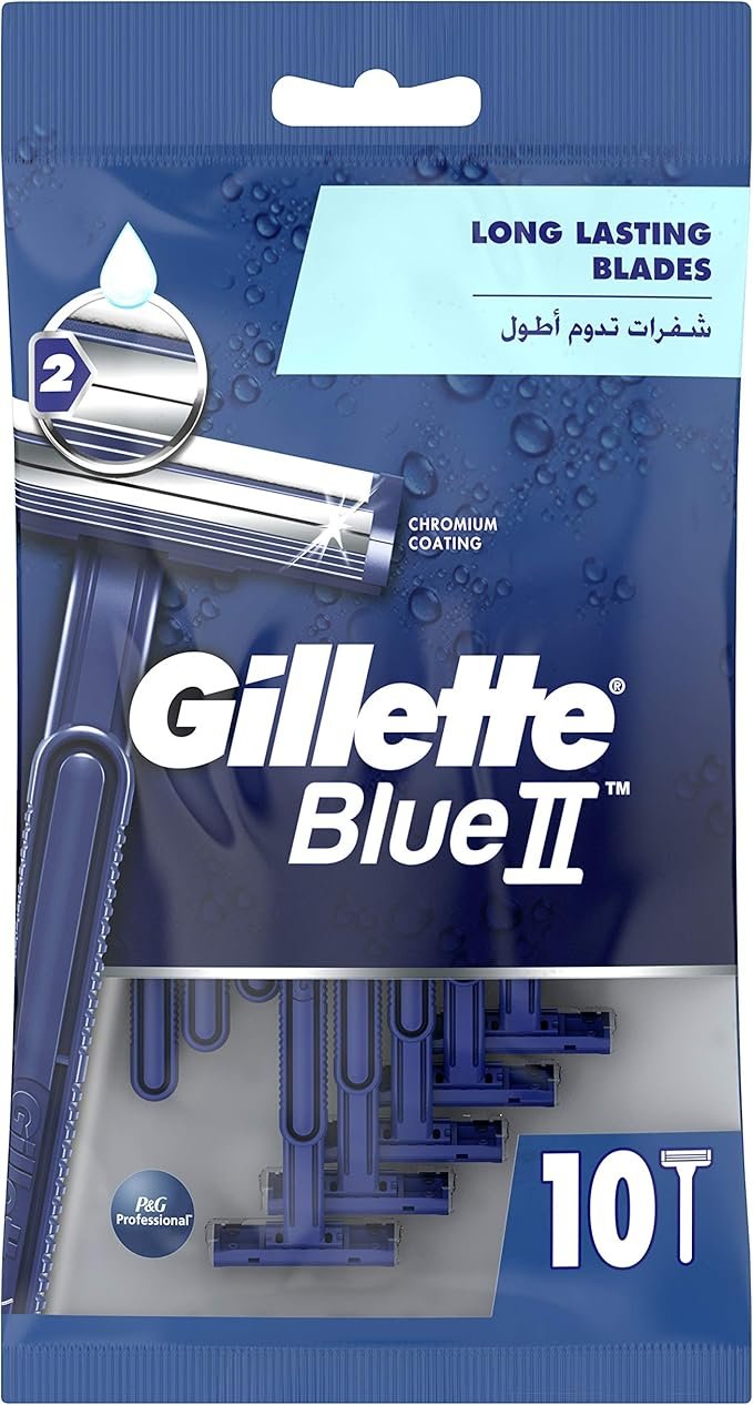 Source photograph for Gillette Blue II Fixed Head Disposable Razors - Pack of 10