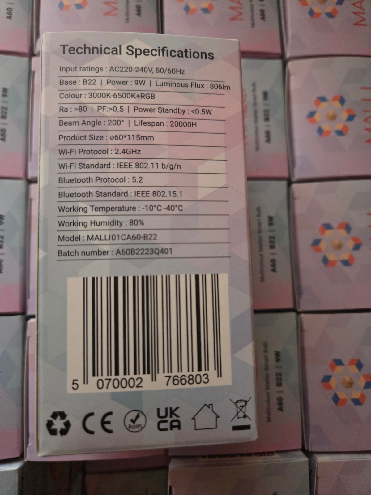 100 x Malli Matter Smart RGB B22 Bulbs – New Boxed Stock — photo 4