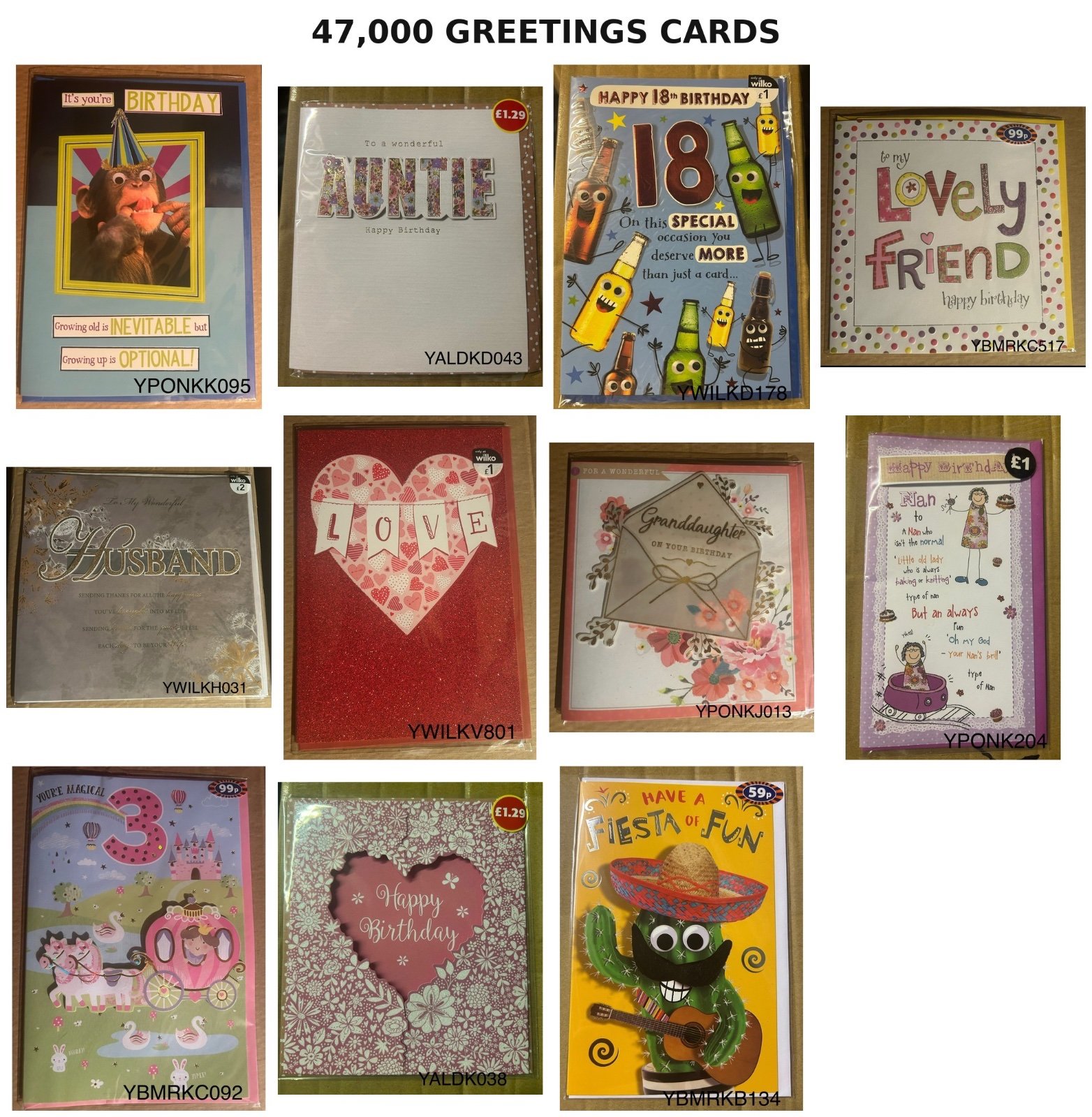 Source photograph for Joblot: 45,786 Mix of Greetings Cards