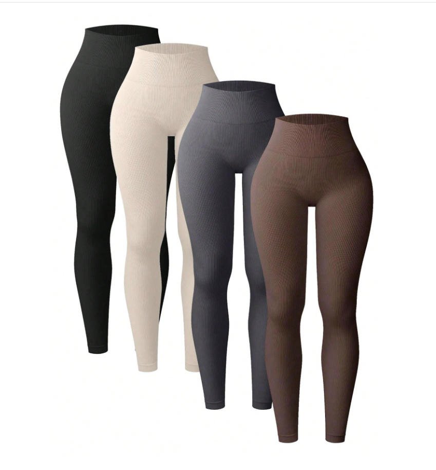 200x Ribbed Yoga Pants — Full Length, Black Grey Coffee Off-White, Mixed Sizes, New — photo 5
