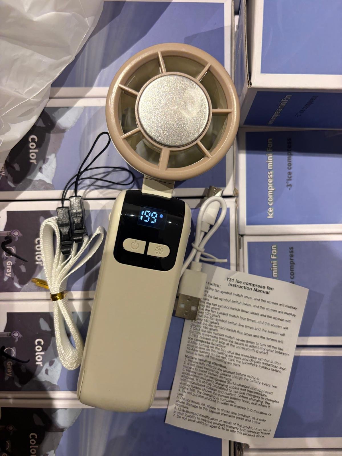 Source photograph for 30x Rechargeable Portable Mini Fan High Quality USB Handheld Fan Plastic Semiconductor Cooling Fan
