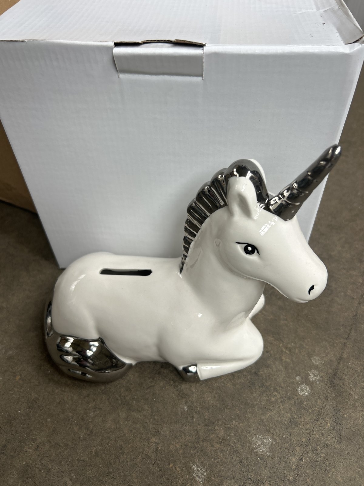 Silver Plated Unicorn Moneybox 18cm