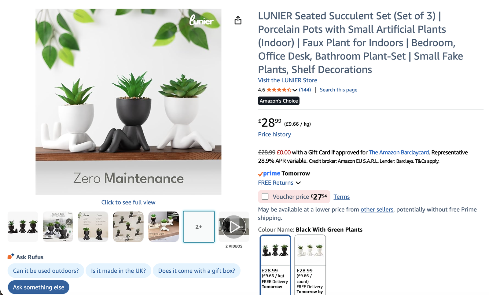 380x LUNIER Seated Succulent Set (3pc) - Brand New, Amazon's Choice Stock