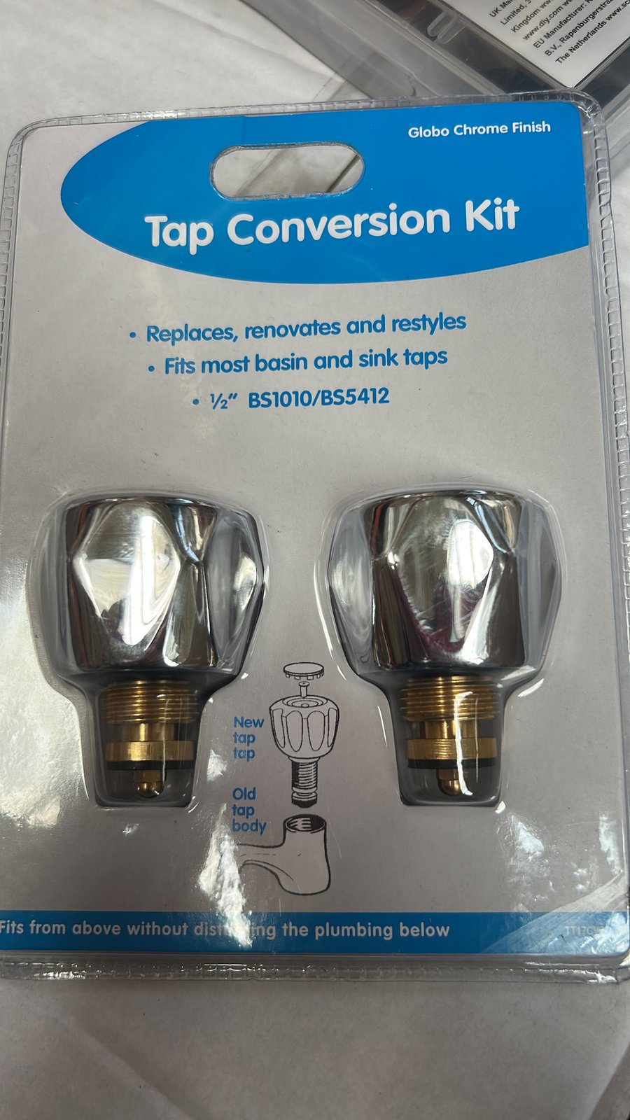 Globo Chrome Finish Tap Conversion Kit – Pair