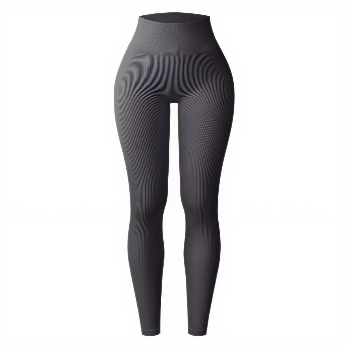 Source photograph for 40x Grey Ribbed Yoga Pants — Full Length, Mixed Sizes, 10 of Each, New