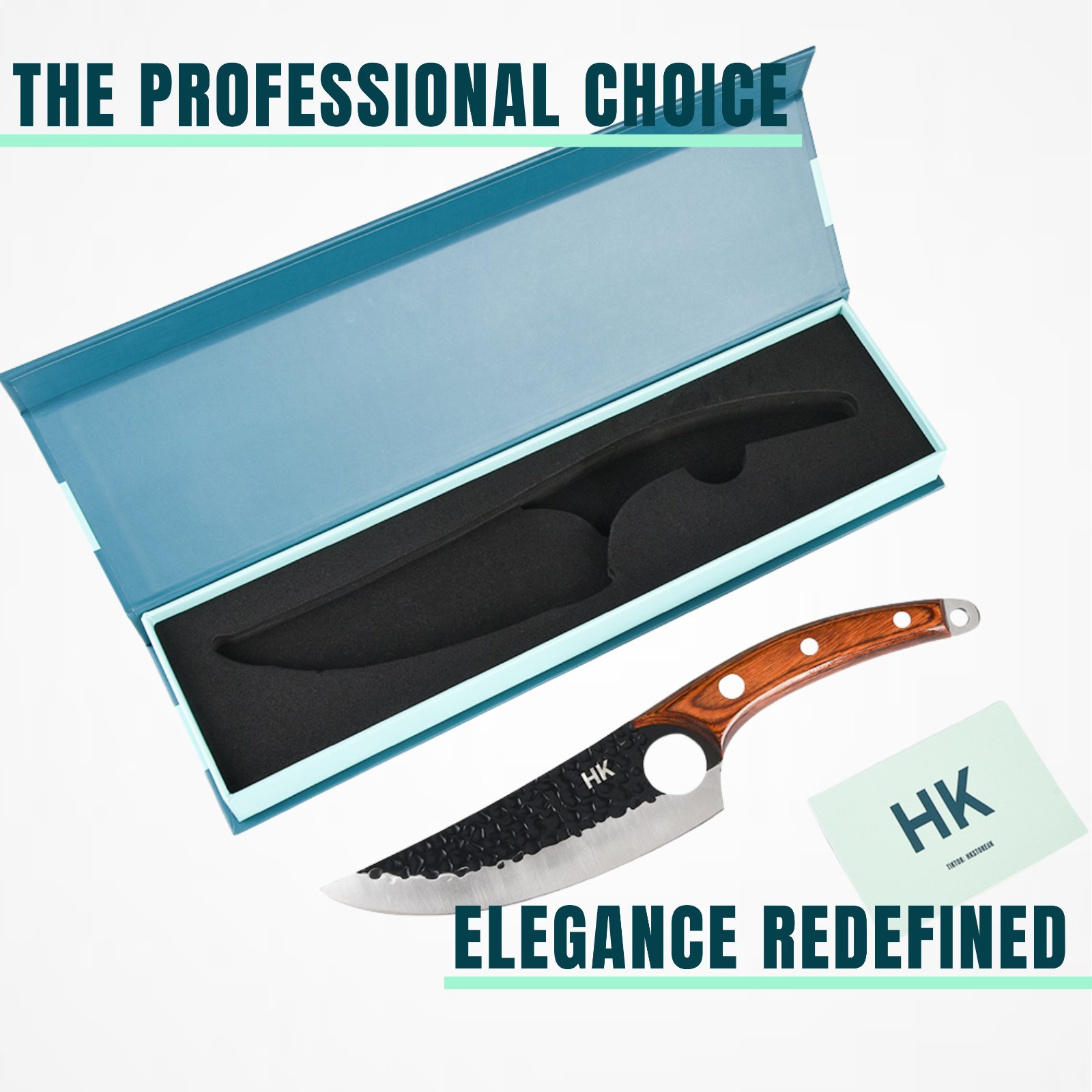 10 x HK Premium Gift Boxed Chef Knives – Branded 6.5" Kitchen Knife Range – Amazon Proven – Magnetic Gift Box & PU Leather Sheath — photo 4