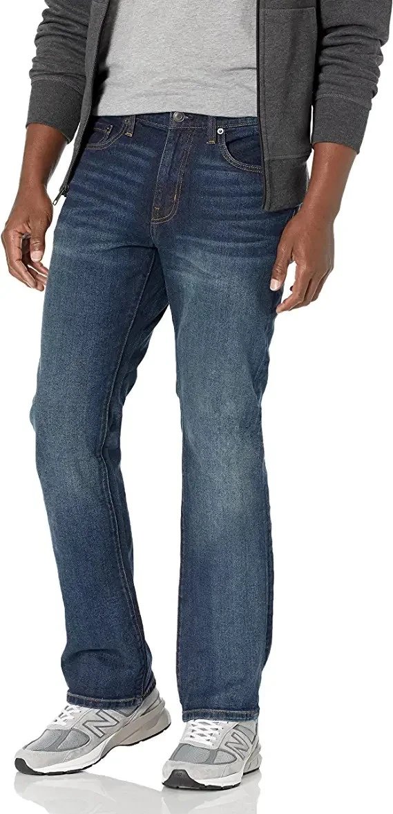 2x Amazon Essentials Men's Slim Fit Stretch Bootcut Jeans Dark Wash UK 36W x 33L — photo 2