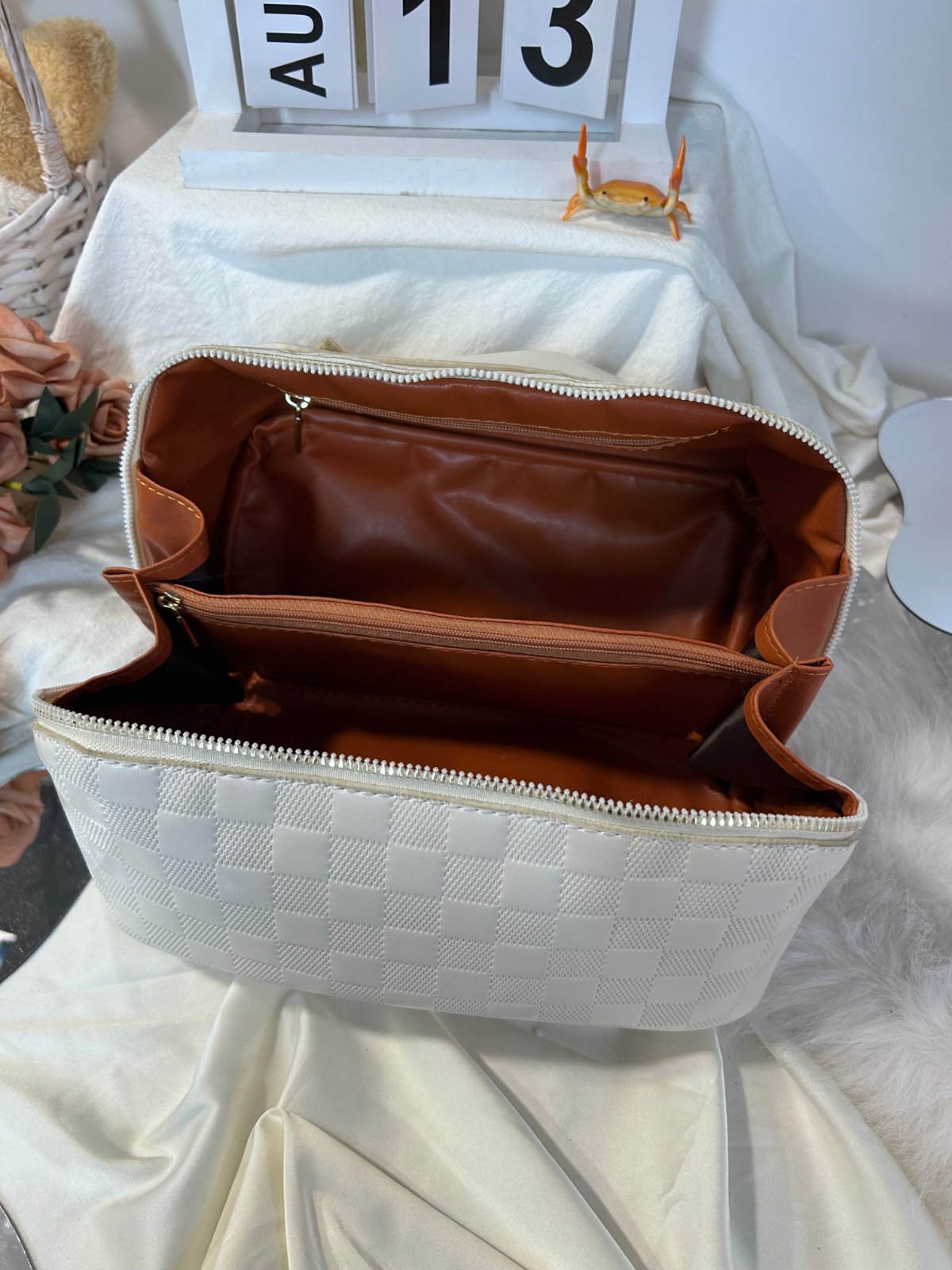 24x Woven Check Cosmetic & Toiletry Bags – Pink, Black & White — photo 8