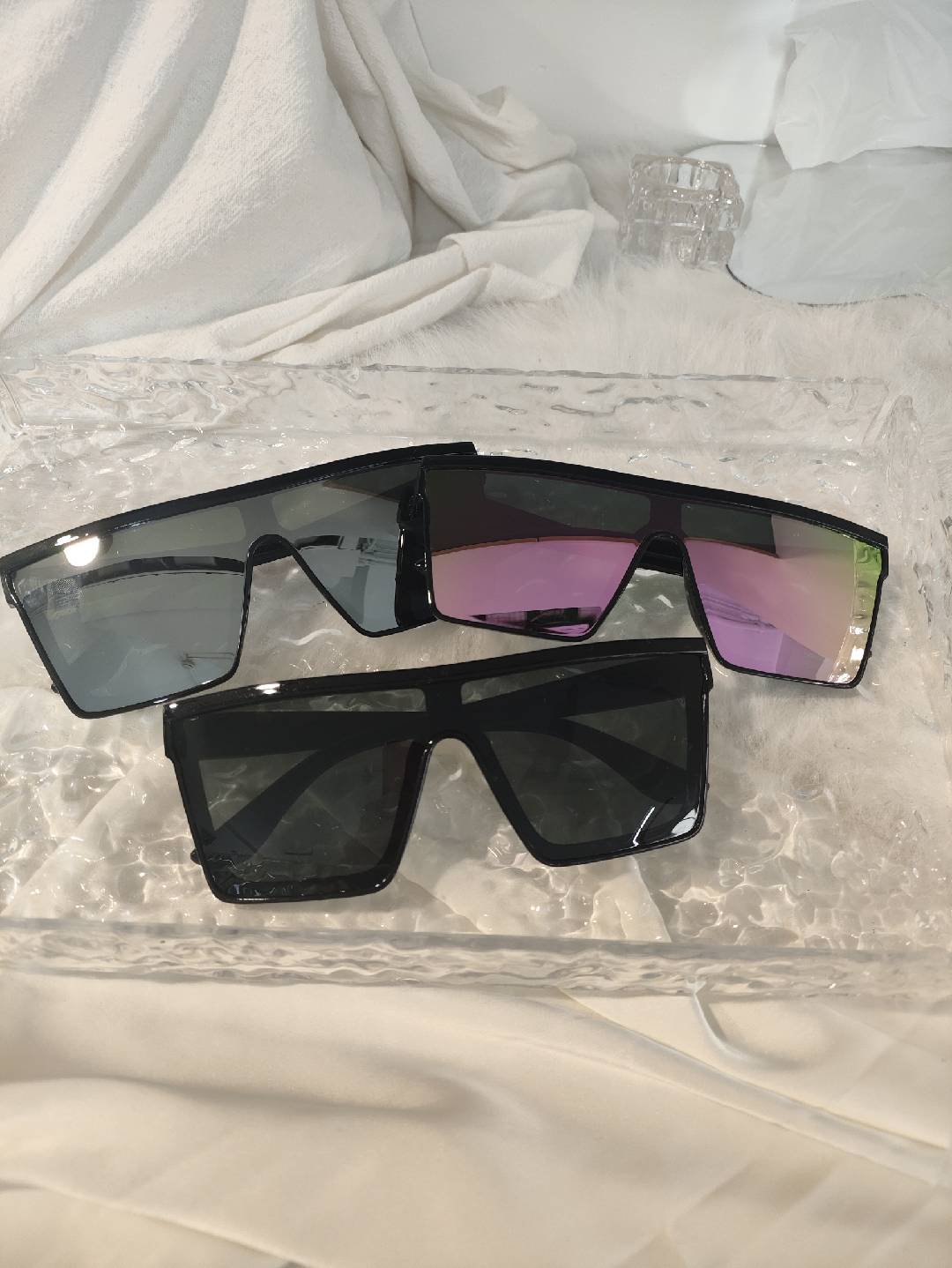 60x  Mixed Colors, 3-Color Sunglasses, Square Frame Sunglasses -New-Stock — photo 3