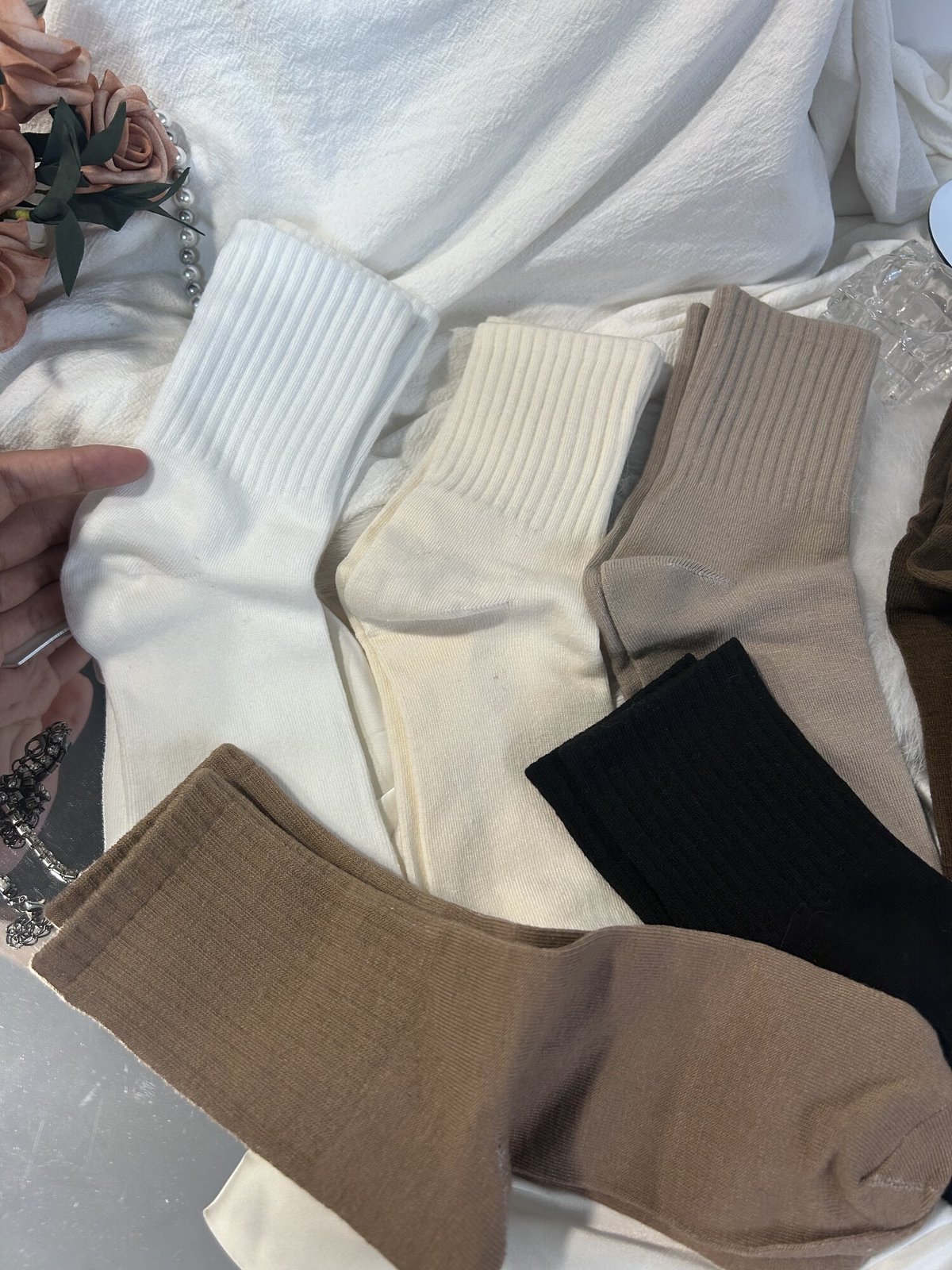 50x 6Pairs Ribbed Crew Socks - Mixed Neutral Colours, 6-Pair Packaged Sets - New — photo 2