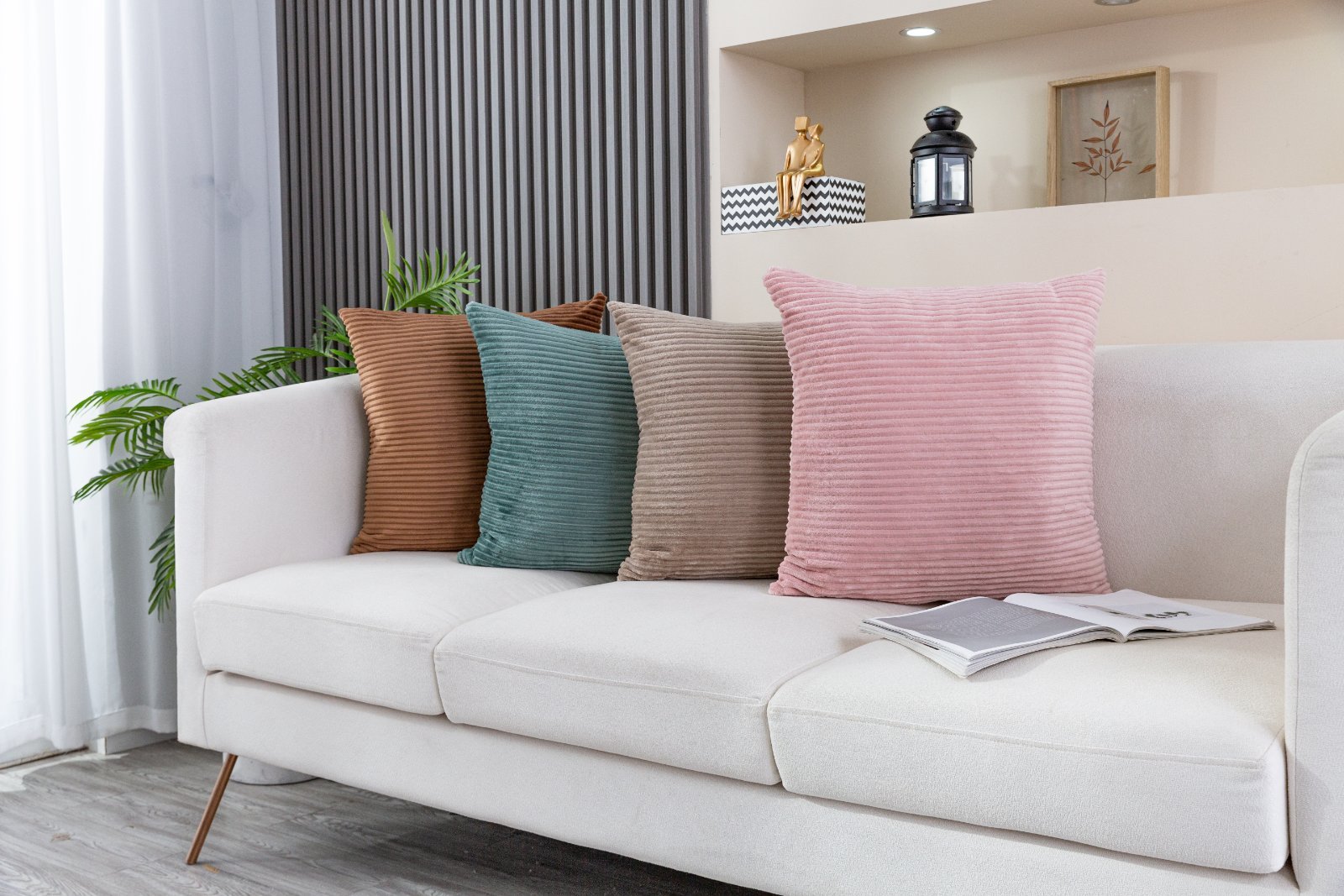 Source photograph for 365 X Fine Striped Flannel Cushion Cover,50X50cm- 4 colours.