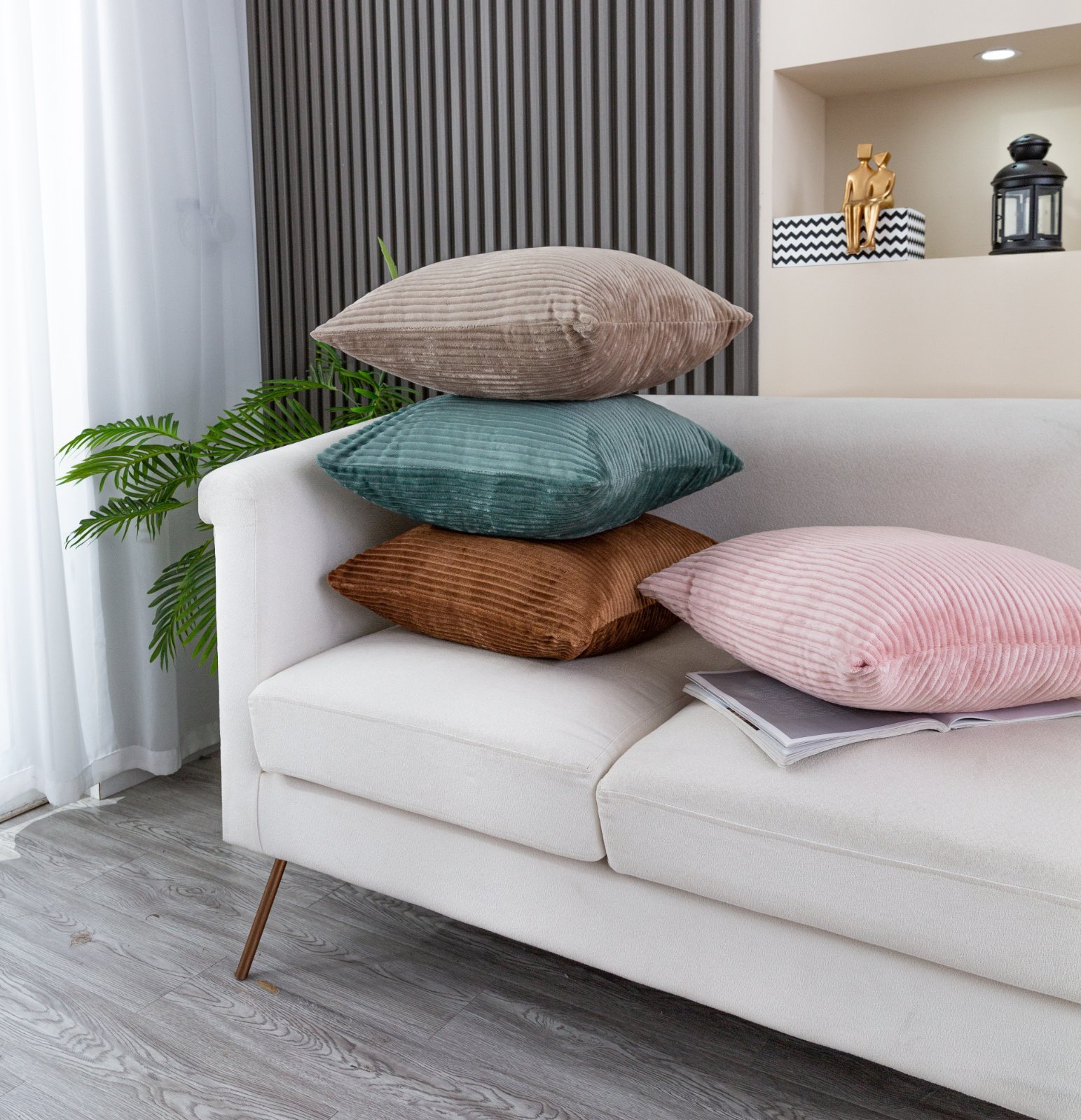 365 X Fine Striped Flannel Cushion Cover,50X50cm- 4 colours. — photo 2