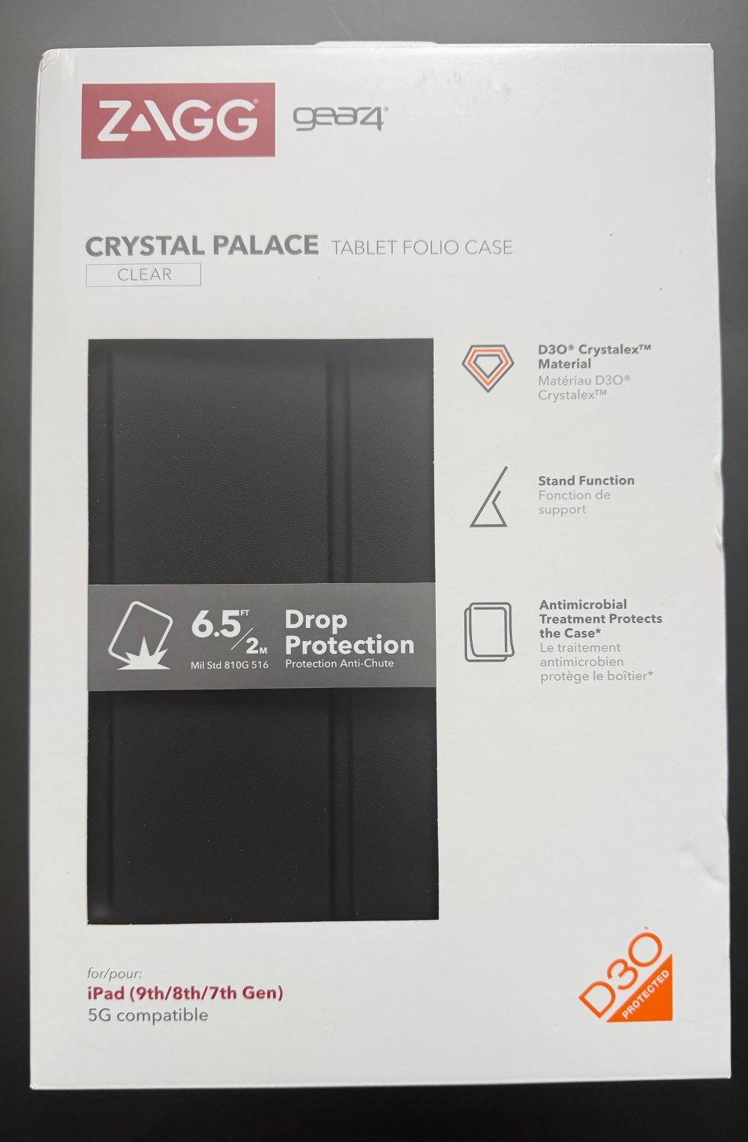 3x ZAGG Gear4 Crystal Palace Folio Case for Apple iPad 10.2”(7th/8th/9th Gen)–Clear