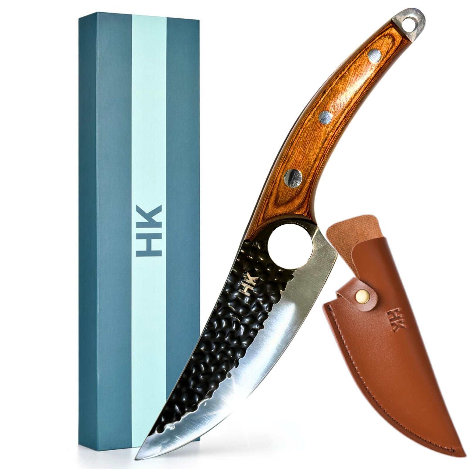 10 x HK Premium Gift Boxed Chef Knives – Branded 6.5" Kitchen Knife Range – Amazon Proven – Magnetic Gift Box & PU Leather Sheath