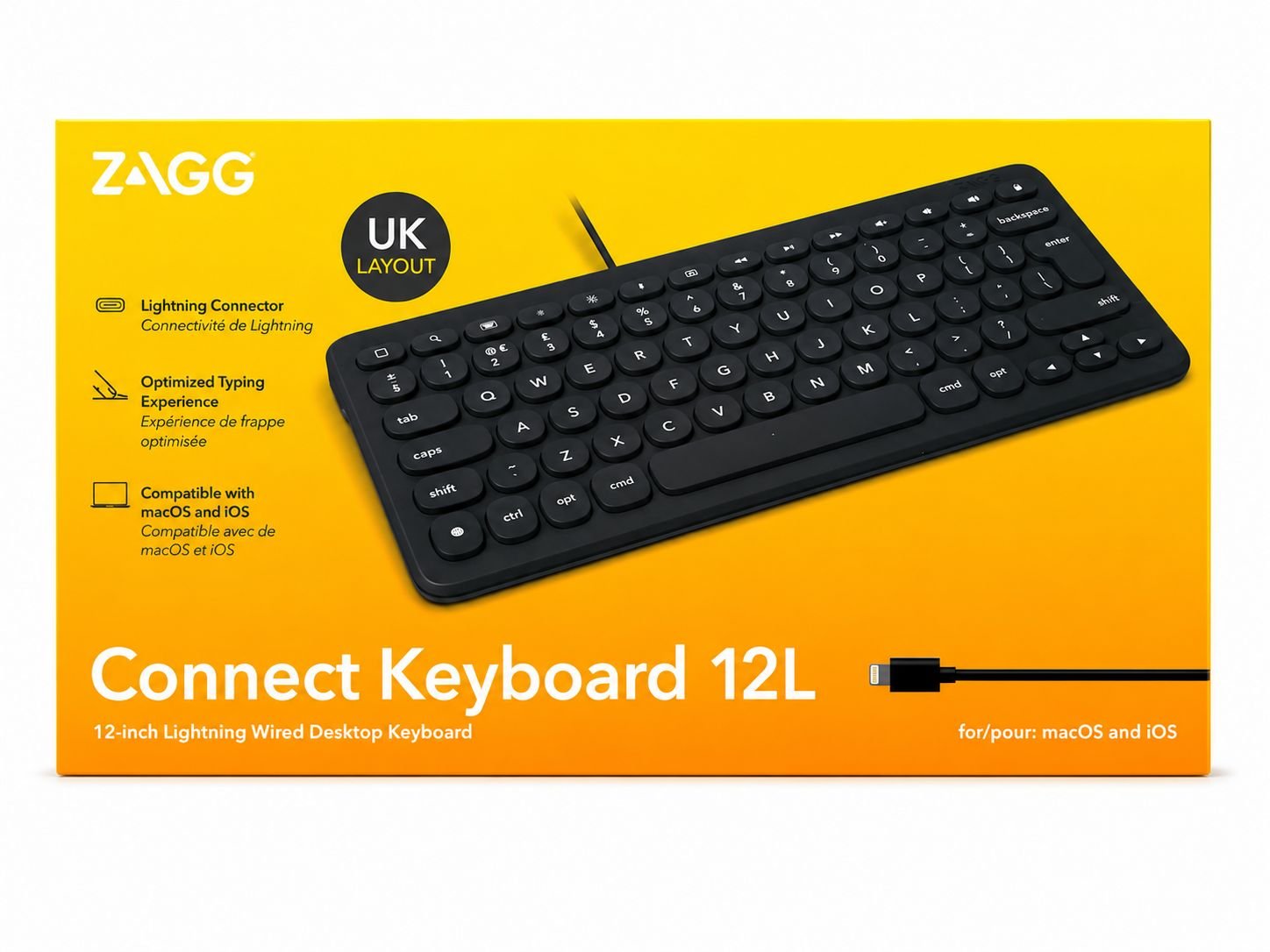 2x ZAGG Connect Keyboard 12L Lightning Wired Keyboard for iPad iPhone Mac UK Layout — photo 2