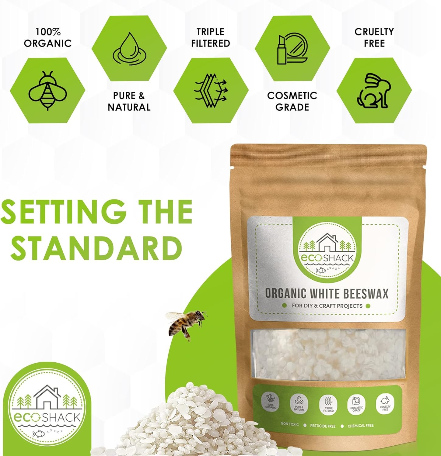 Organic White Beeswax Pellets 500g | Cosmetic Grade Pure Natural Wax for DIY — photo 3