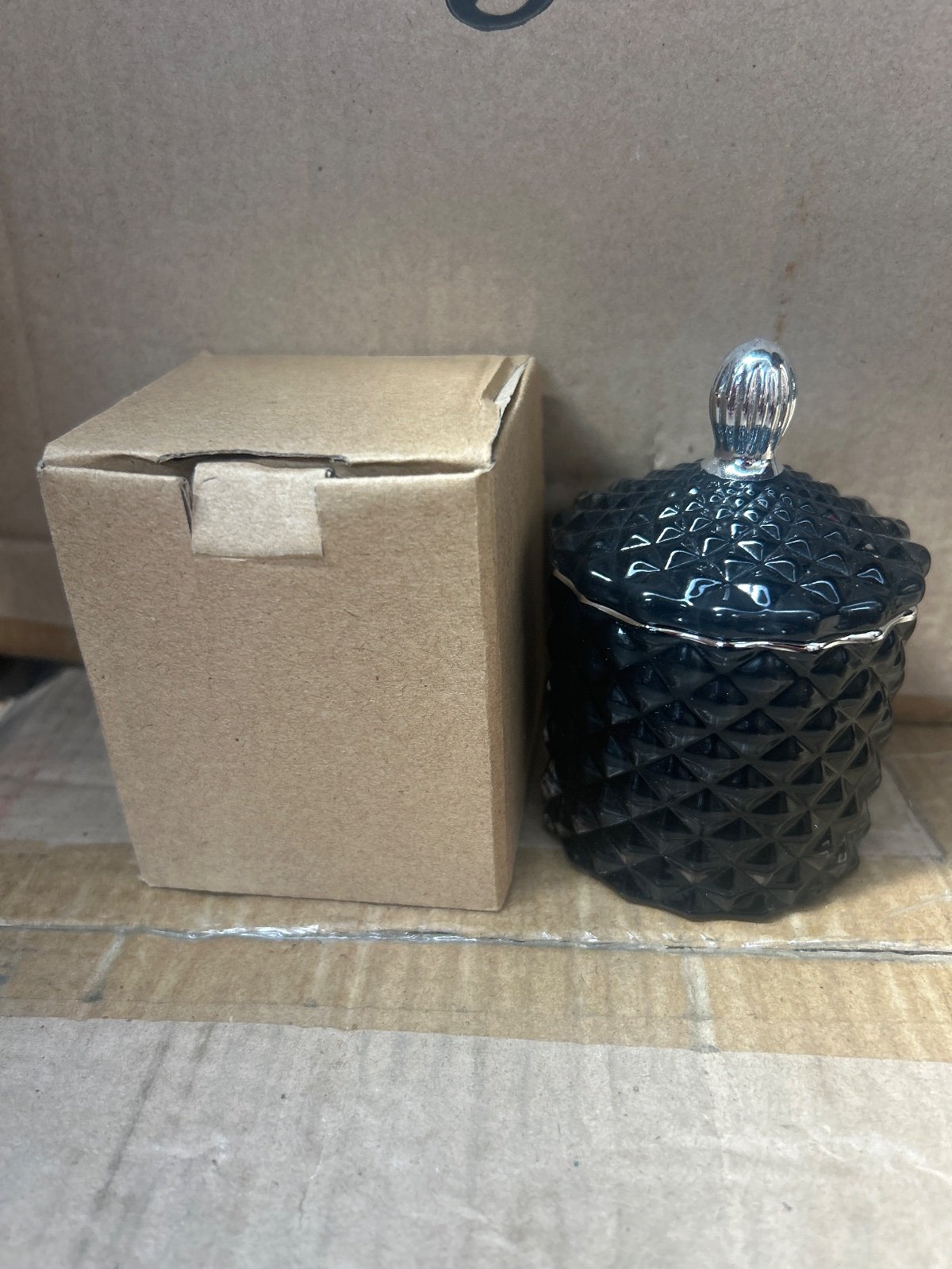 58x Shiny Black Mini Candle Jars