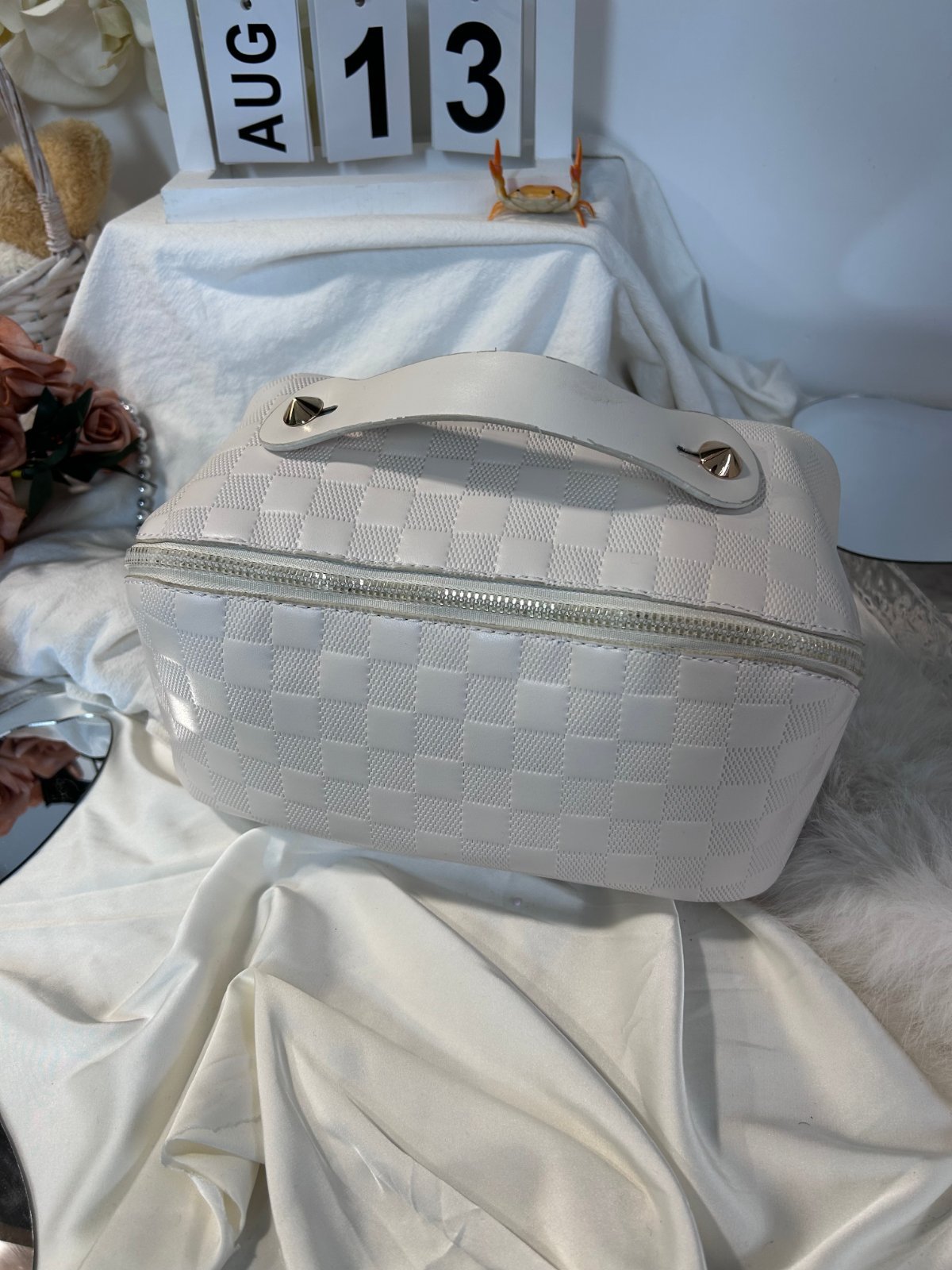 24x Woven Check Cosmetic & Toiletry Bags – Pink, Black & White — photo 6