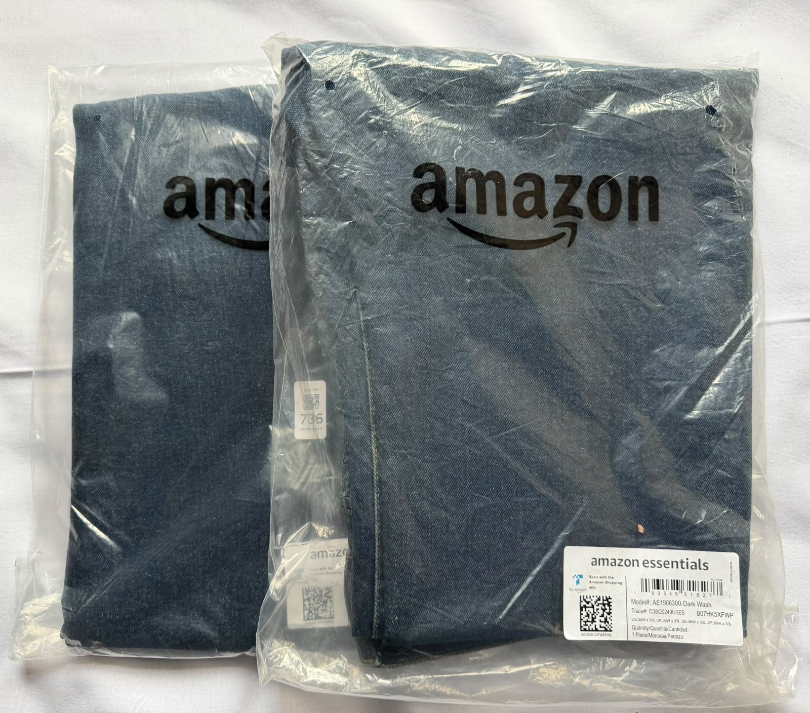 2x Amazon Essentials Men's Slim Fit Stretch Bootcut Jeans Dark Wash UK 36W x 33L — photo 5