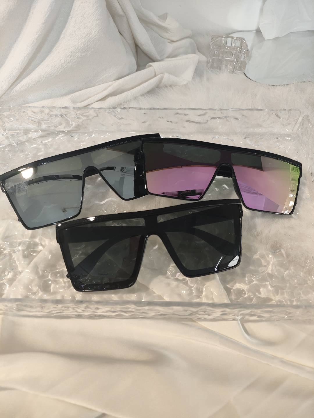 60x  Mixed Colors, 3-Color Sunglasses, Square Frame Sunglasses -New-Stock — photo 2