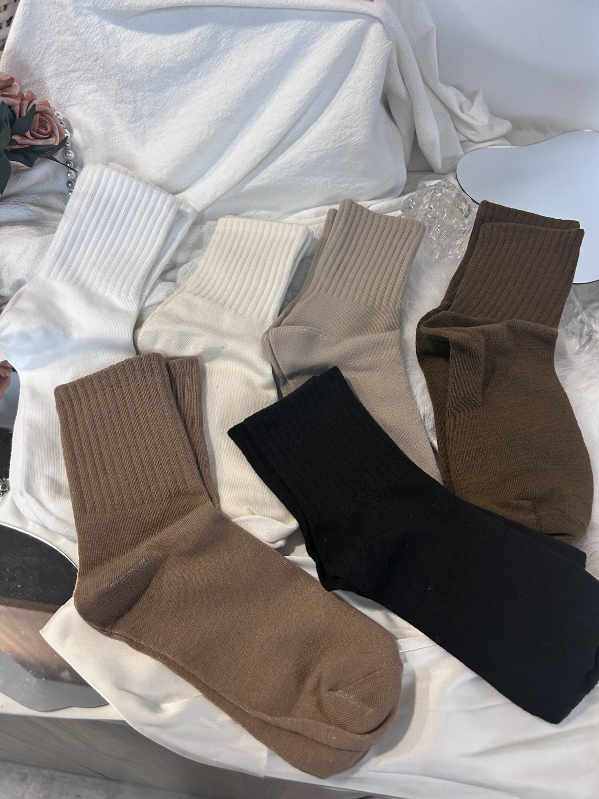 50x 6Pairs Ribbed Crew Socks - Mixed Neutral Colours, 6-Pair Packaged Sets - New — photo 5