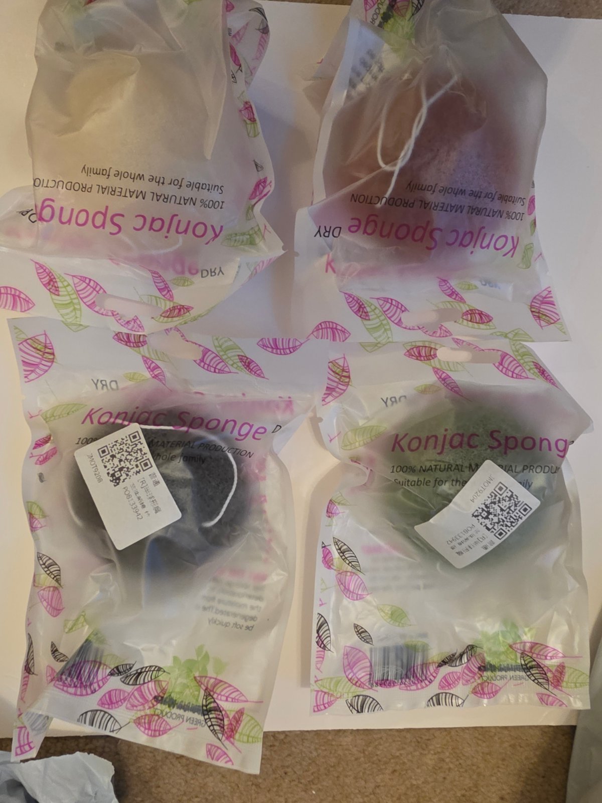 Source photograph for JOBLOT: 200x Konjac Sponges 4 colours Individually wrapped