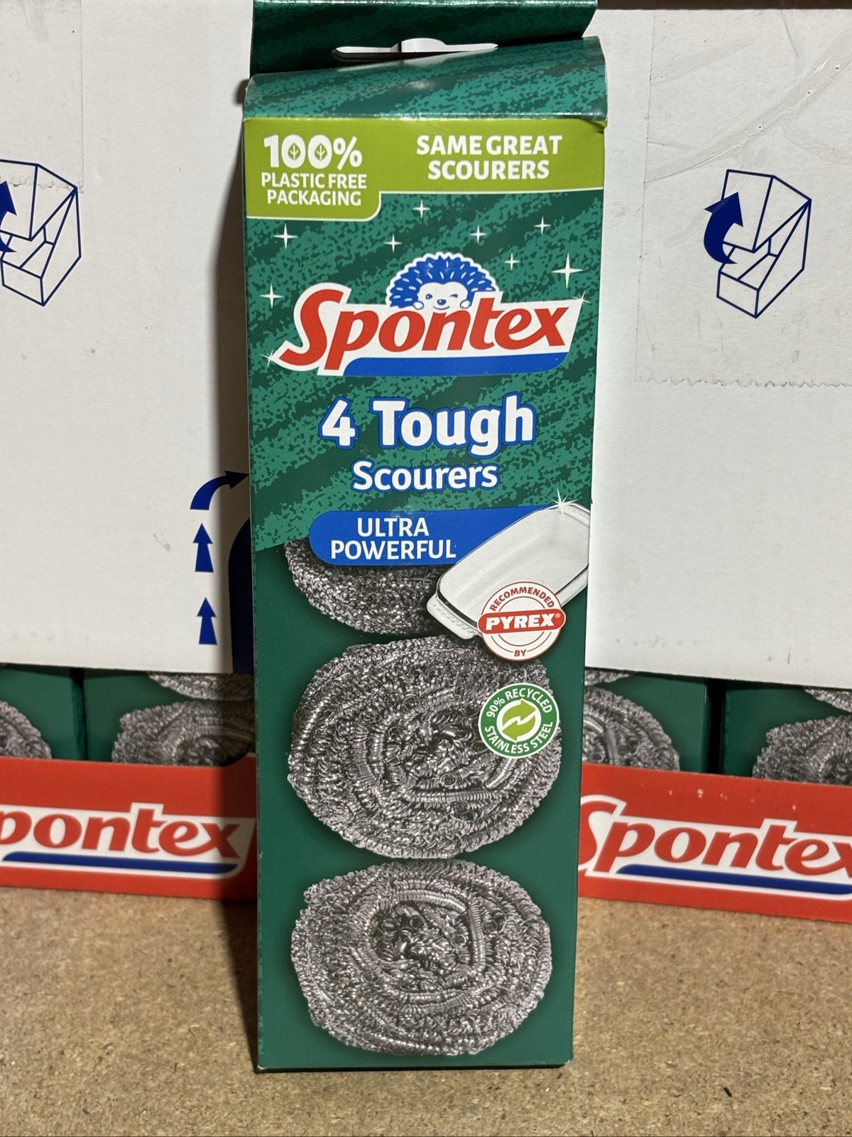 Source photograph for 60x Spontex x4 Tough Scourers Ultra Powerful Kitchen Cleaning Pads Bulk Lot