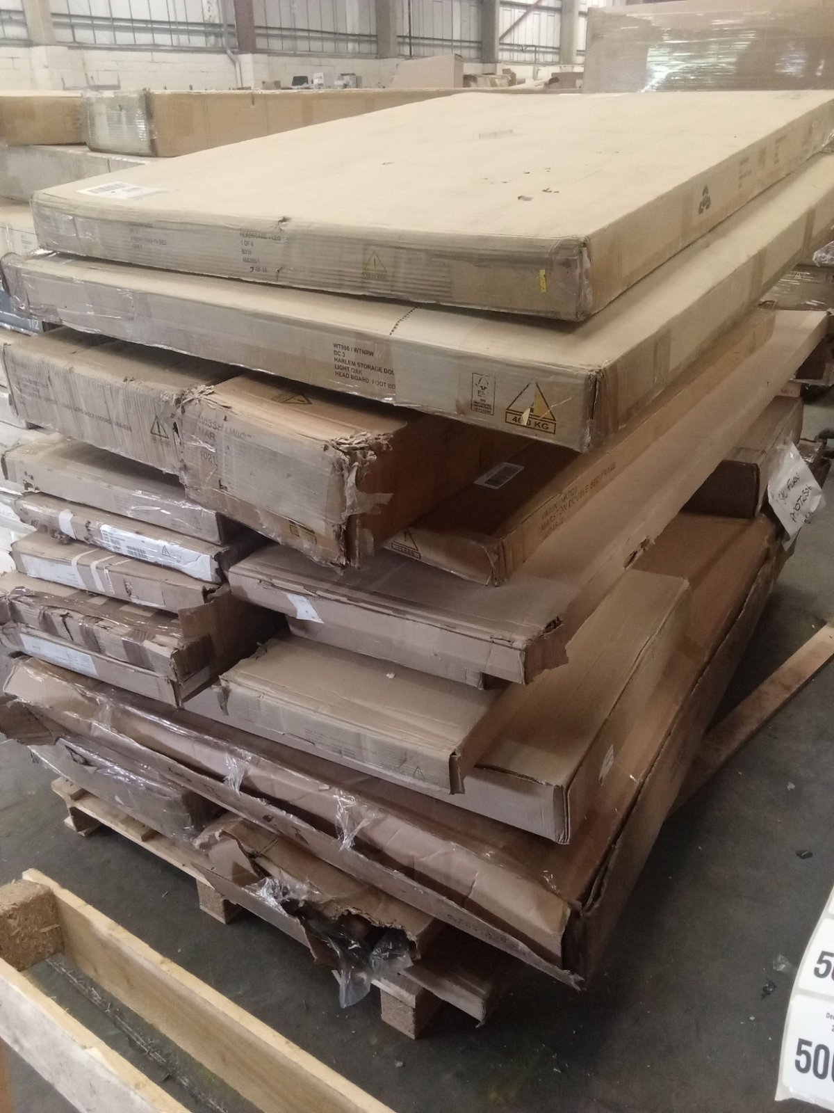 Source photograph for Pallet Of Assorted Furniture And Parts To Include Parts For; Harlem Storage Bed, Atlanta Overbed Unit, Parasol And Grill Gazebo